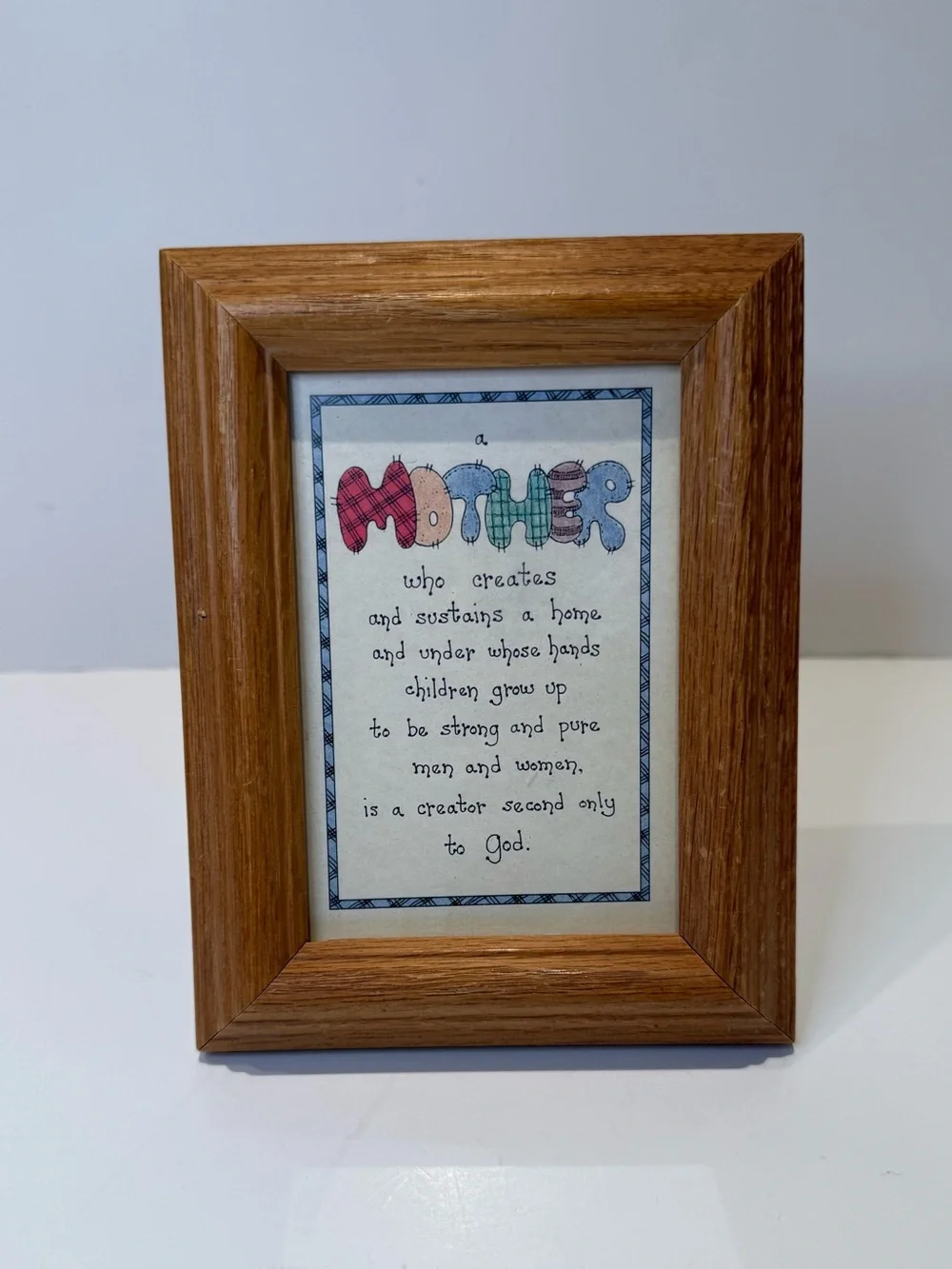 Vintage Framed Mother Poem Wall Art Wooden Frame Cottagecore Decor Gift